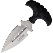 ElitEdge 20641SL Push Dagger Double Edge Satin Fixed Blade Knife Black Handles