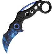 ElitEdge 10578BLB Blue/Black Karambit Stainless Knife Black Handles