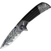 ElitEdge 10A54BKD Damascus Etched Assist Open Linerlock Knife