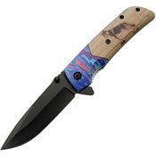 Rite Edge 300564WF Voodoo Linerlock Knife with Wolf Handles