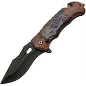 Rite Edge 300556WF Wildlife Linerlock Knife with AO Wolf Handles