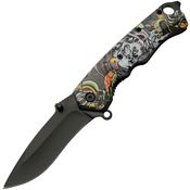 Rite Edge 300559FS Skull Pirate Assist Open Linerlock Knife