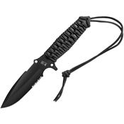 TB Outdoor 001 Survival 001 Black Fixed Blade Knife Black Handles