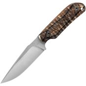 TB Outdoor 047 Commandeur Satin Fixed Blade Knife Brown Handles