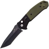 Bear & Son AC500B4B BCAC500B4B Auto Bold Action V Button Lock Black Knife Black and Green Handless