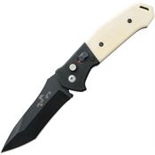 Bear & Son AC500WSB6B BCAC500WSB6B Auto Bold Action V Button Lock Black Knife Black and White Handless