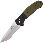 Bear & Son AC550B4P BCAC550B4P Auto Bold Action V Button Lock Bead Blast Knife Black and Green Handless