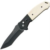 Bear & Son AC550WSB6B BCAC550WSB6B Auto Bold Action V Button Lock Black Knife Black and White Handless