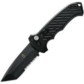 Gerber 0850 Auto 06 Button Lock Tanto Serrated Black Knife Black Handles