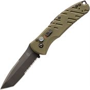 Gerber 1309 Auto Propel Plunge Lock Serrated Black Knife OD Green Handles