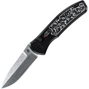 Gerber 1323 Auto Empower Plunge Lock Stonewash Knife Black Handles