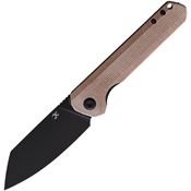 Kansept 1028A1 Bulldozer Black Framelock Knife Brown Handles