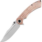 Kansept 1032A3 Pretatout Stonewashed Linerlock Knife Tan Handles