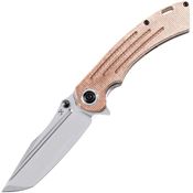 Kansept 1032TI Pretatout Stonewashed Tanto Linerlock Knife Tan Handles