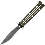 Kershaw 5150ODBW Lucha Butterfly Blackwash Knife OD Green Handles