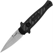 Kershaw 7125 Auto Launch 12 Button Lock Stonewash Knife Black Handles