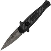 Kershaw 7125DAM Auto Launch 12 Button Lock Damascus Knife Black Handles