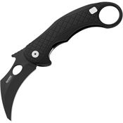 LionSTEEL LE1ABB L.E.One Chemical Black Finish Knife Black Handles