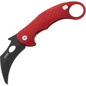 LionSTEEL LE1ARB L.E.One Chemical Black Finish Knife Red Handles