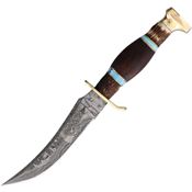 Marbles 490D Skinner Damascus Fixed Blade Knife Brown, Blue Handles