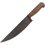 Station IX 002 The Partisan Black Fixed Blade Knife Brown Handles