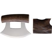 B Merry UCANI Ulu Mirror Fixed Blade Knife Caribou Antler Natural Handles