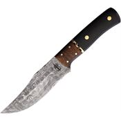 BucknBear 134656 Hunter Damascus Fixed Blade Knife Ebony and Light Brown Handles