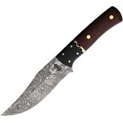 BucknBear 134656P Hunter Damascus Fixed Blade Knife Red Pakkawood and Ebony Handles