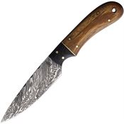 BucknBear 142107 Utility Hunter DP Damascus Fixed Blade Knife Brown/Black Handles