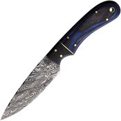 BucknBear 142107B Utility Hunter DP Damascus Fixed Blade Knife Blue/Black Handles