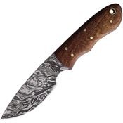 BucknBear 15252 Mini Camper Damascus Fixed Blade Knife Brown Handles