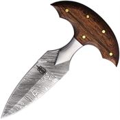 BucknBear 15256 Push Dagger Damascus Fixed Blade Knife Brown Handles
