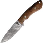 BucknBear 15666 Texas Hunter Damascus Fixed Blade Knife Brown Handles