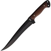 BucknBear 24115 Fisherman Fillet Black Fixed Blade Knife Brown Handles