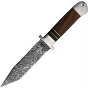 BucknBear 48830 Tanto Fighter Damascus Fixed Blade Knife Black/Brown Handles