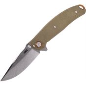 CRKT 2471 Butte Deadbolt Lock Stonewash Knife Green Handles