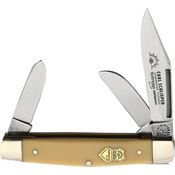 German Eye Brand Carl Schlieper Sodbuster Lockback Folding Knife 3.82  Blade, Yellow Celluloid Handles - KnifeCenter - GE99YL