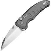 Hogue 24102 Auto A01 Microswitch Button Tumbled Wharncliffe Knife Gray Handles