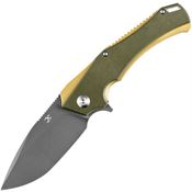 Kansept  2008A2 Mini Hellx Linerlock Knife Gold Stainless/Olive Handles