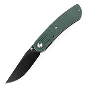 Kansept  2025A2 Reverie Black Linerlock Knife Green G10 Handles