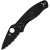 Spyderco 136SBBK Persistence Black Serrated Linerlock Knife Black Handles