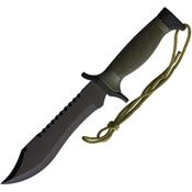 S-TEC 220542 S-TEC Black Fixed Blade Knife OD Green Handles