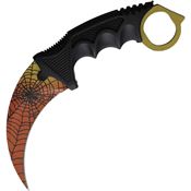 S-TEC 222002BK6 Karambit Spider Fixed Blade Knife Black Handles