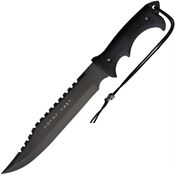 S-TEC 2241894 S-TEC Black Fixed Blade Knife Black Rubber Handles