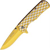 S-TEC 271406RD Heart Assist Open Linerlock Knife with Gold Handles
