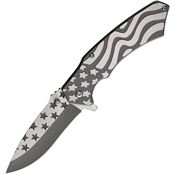S-TEC 277289SL Flag Assist Open Linerlock Knife with Gray Handles