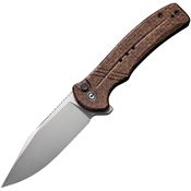 Civivi Knives 20038D6 Cogent Button Lock Bead Blast Knife Brown Handles