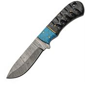 Damascus Knives 1297 Dusk At Dawn Hunter Damascus Fixed Blade Knife Black Handles