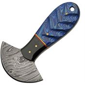 Damascus Knives 1298BL Cutter Colorwood Damascus Fixed Blade Knife Blue Handles