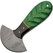 Damascus Knives 1298GN Cutter Colorwood Damascus Fixed Blade Knife Green Handles